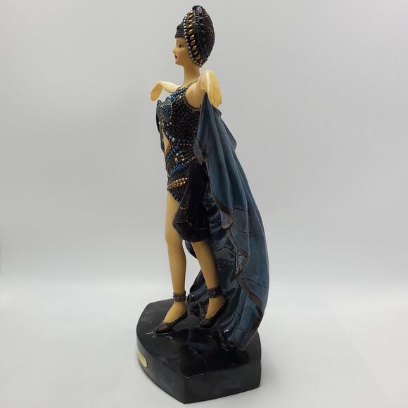 Seven Veils Dancer Alabastrite Statue Objet 'd Elegance Collection 14x11 Inches - Picture 10 of 12